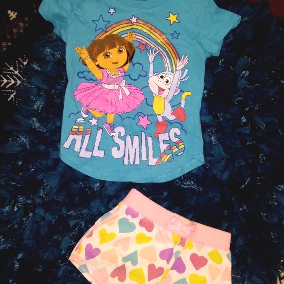 🐒LITTLE GIRLS SHIRT/SHORT SET - Picture 1 of 5